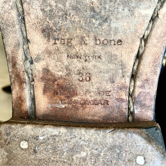 RAG BONE RB Moto Boot black Leather boots straps metal hardware women 6 engineer - Picture 6 of 16